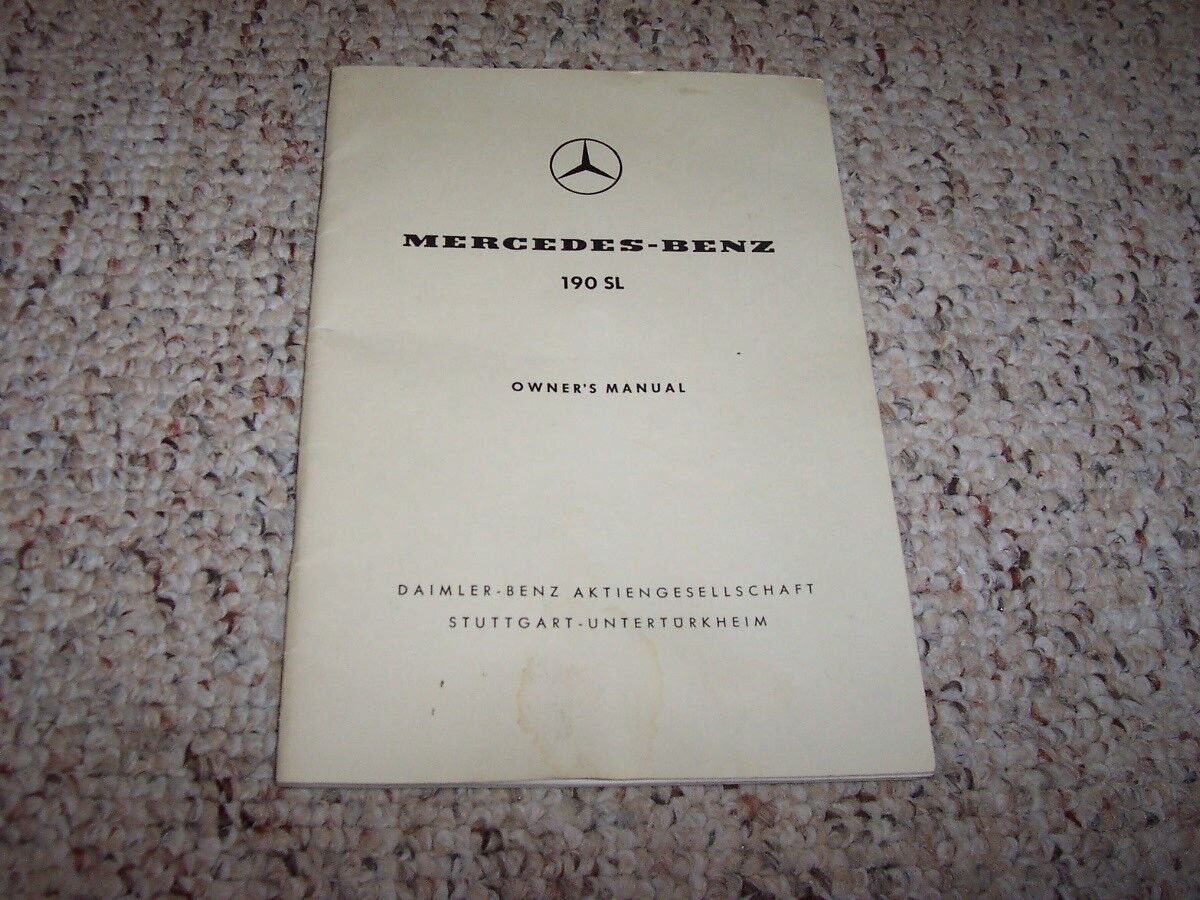 1955-1959 Mercedes Benz 190SL Owner Manual Convertible Roadster 1956 1957 1958
