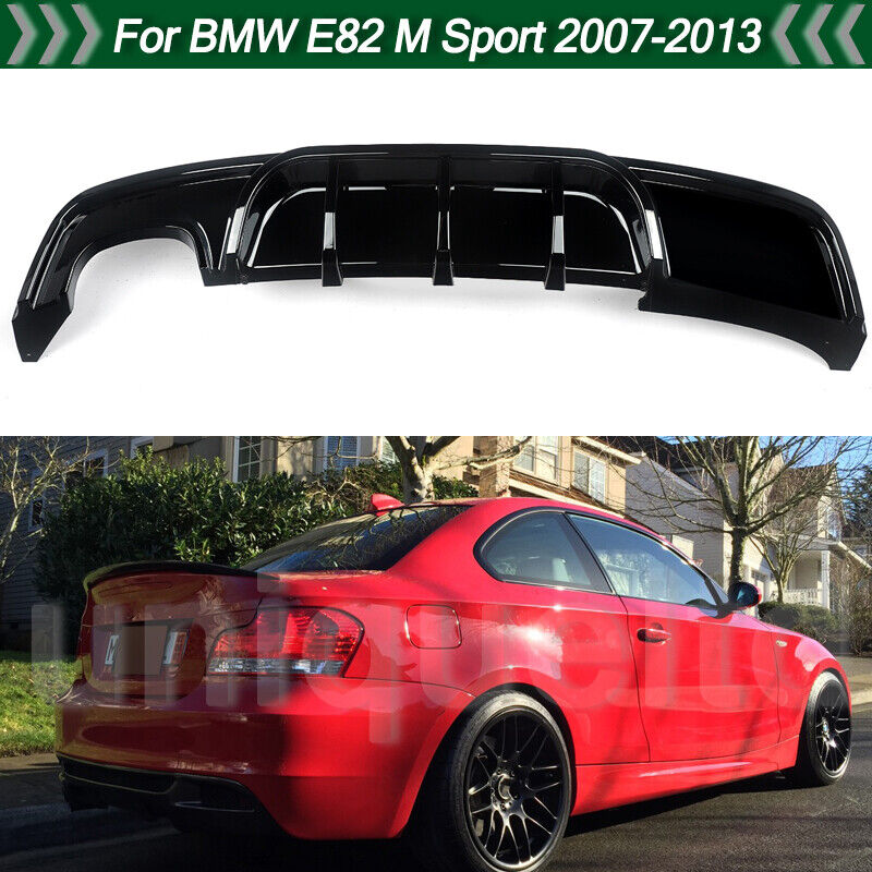 Fit For BMW E82 128i 135i M Sport 2007-2013 Gloss Black Rear Bumper Diffuser Lip