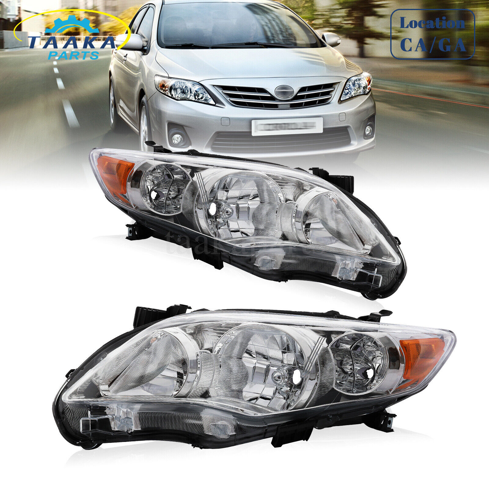 Headlights Pair For 2011 2012 2013 Toyota Corolla S XRS Chrome Headlamps RH+LH