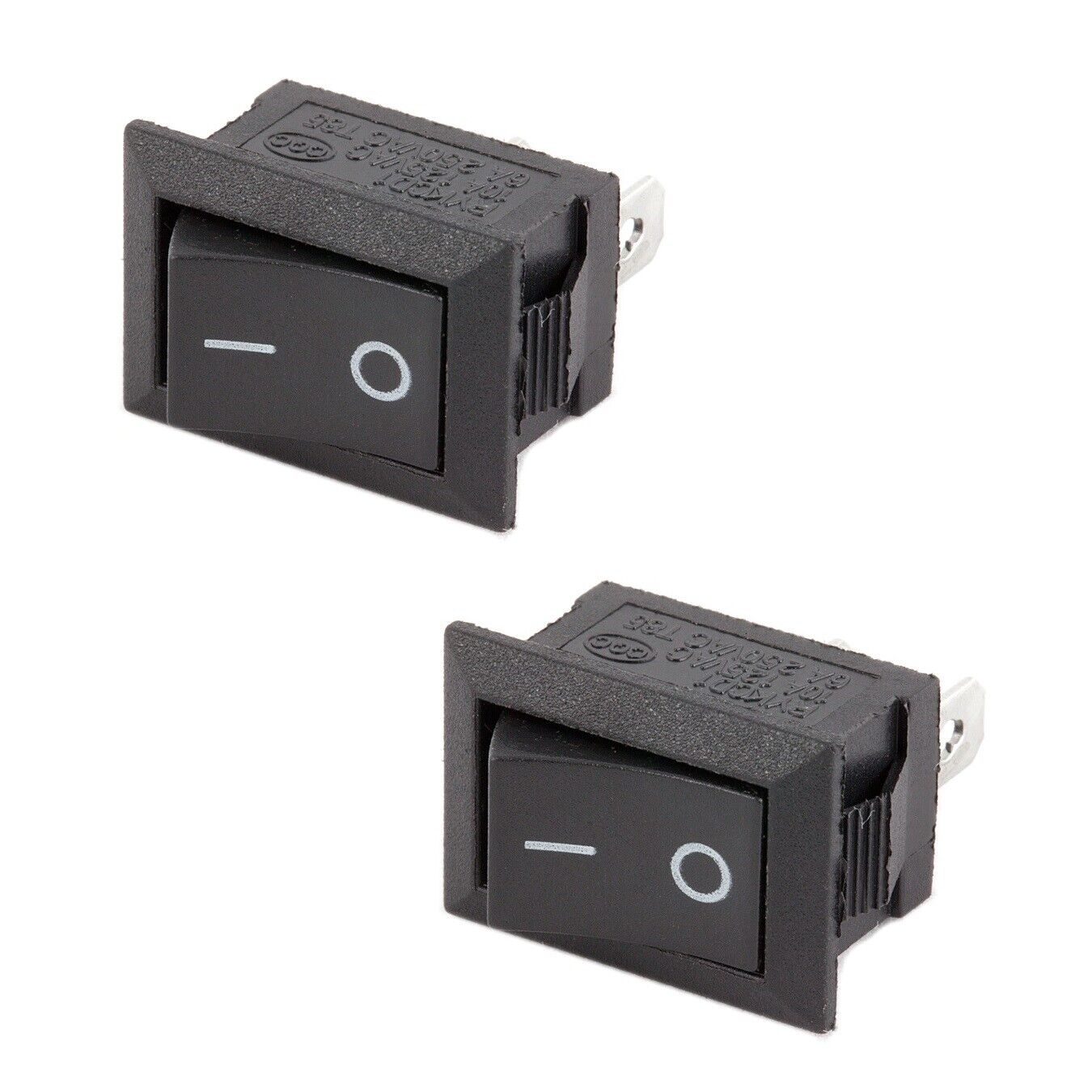 2x Small On/Off Switch Black Rocker DC 12V Push-In General All Purpose Universal