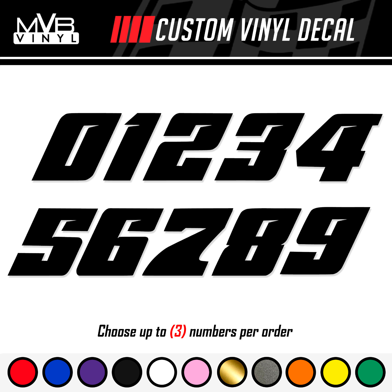 Racing Numbers Vinyl Decal Sticker | Dirt Bike Plate Number BMX Competition 502