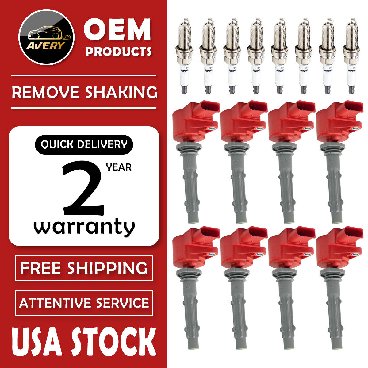 8X Ignition Coils + 8X Spark Plugs for Mercedes-Benz SL550 S550 G550 CL550 E550