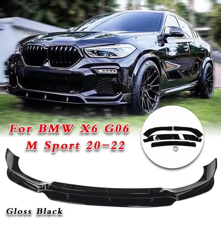 For BMW G06 X6 M Sport 2020-2023 Painted Black Front Bumper Lip Splitter Spoiler