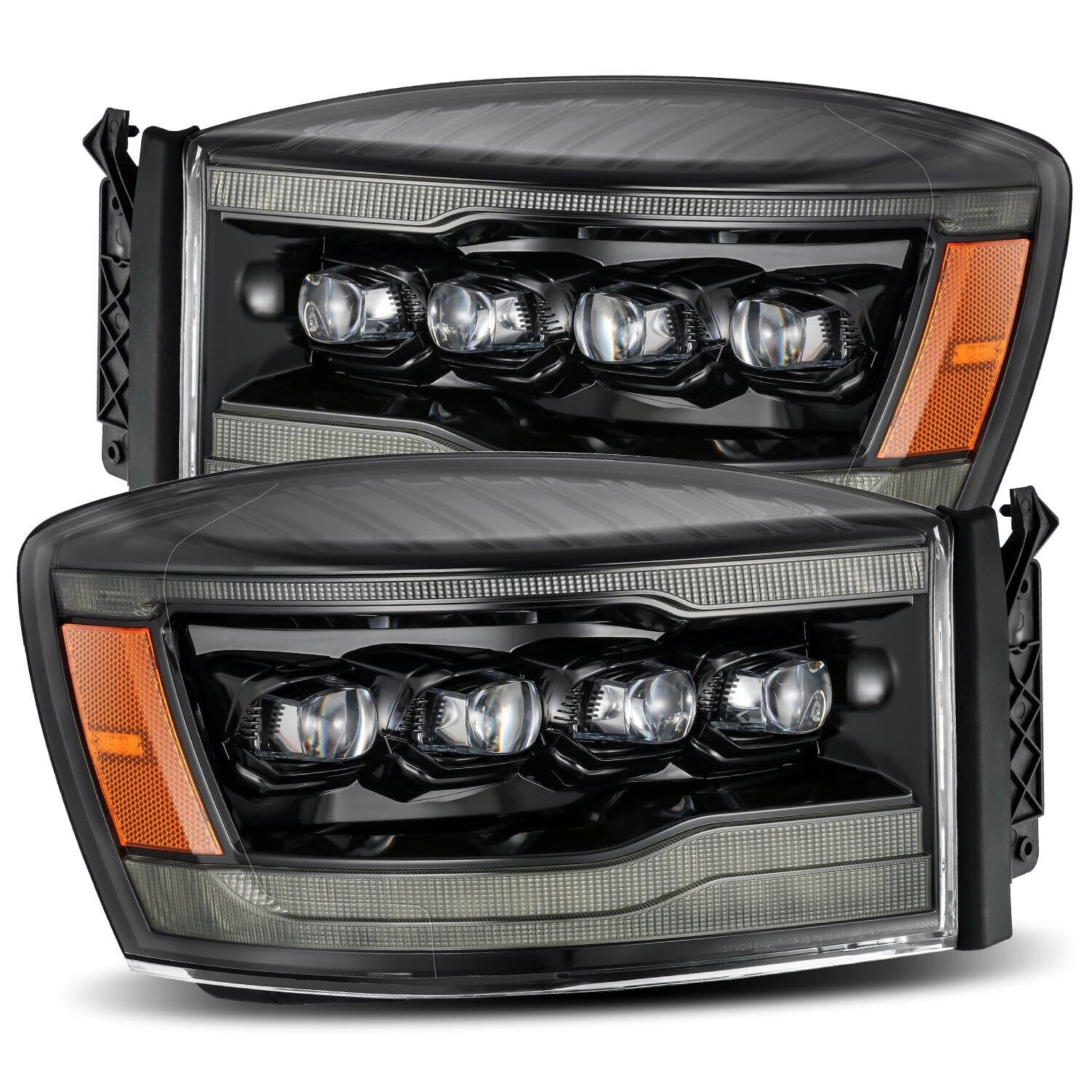 For 06-08 Dodge Ram 1500 2500 Nova Alpha Black LED Projector Headlight Headlamp