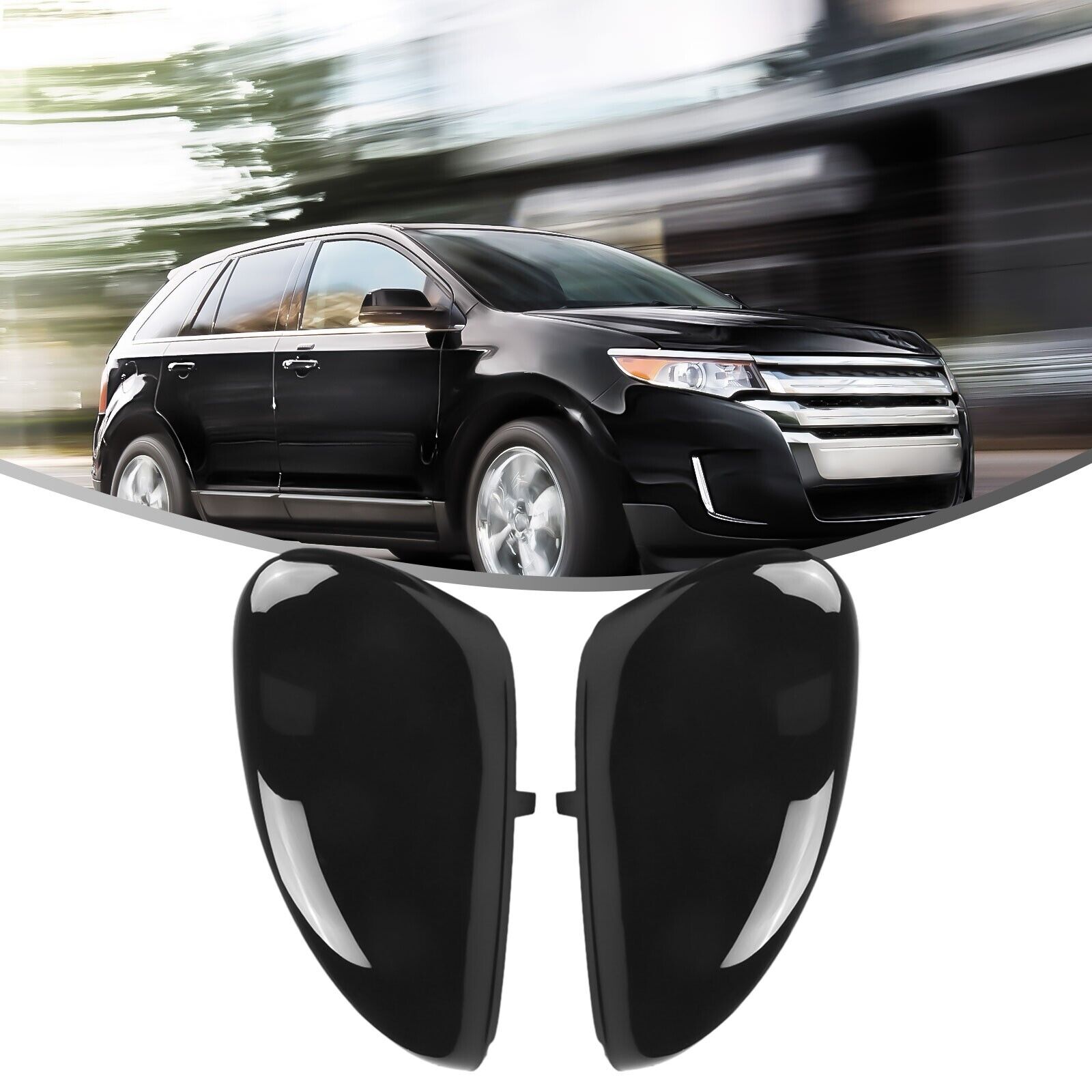 Pair Glossy Rear View Mirror Cover Black For Ford For Escape Edge 2020-2022 Hot