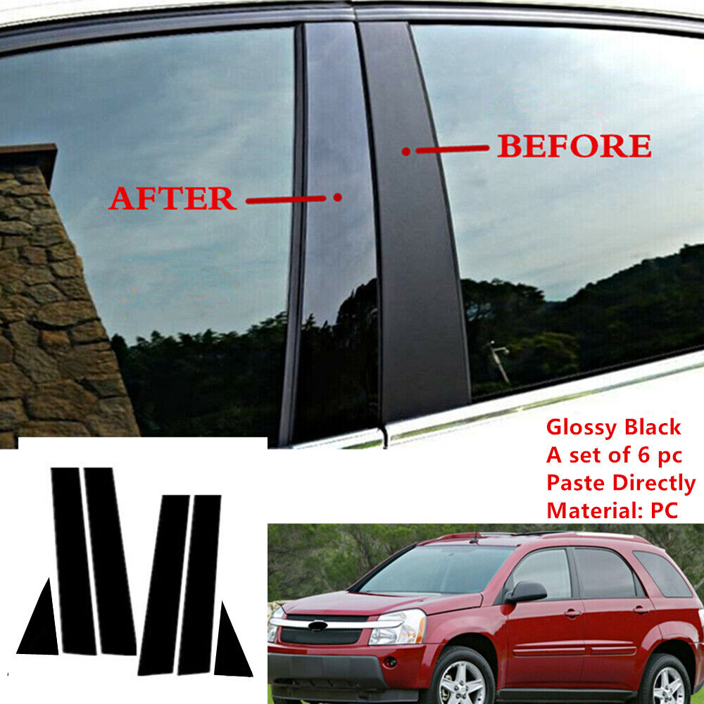 Decorative Fit For Chevrolet Equinox 2005-2009 6pcs Set Black Pillar Posts
