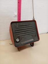 Vintage Tractor Fender Mount AM Radio Red Metal Case Untested Parts Repair picture