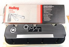 NOS Holley M/T Finned Aluminum Valve Covers Chevy Big Block Krinkle Black picture