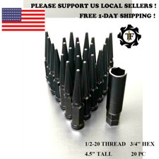 20PC+KEY FIT MUSTANG CONICAL SEAT 4.5'' TALL SPIKE LUG NUT 1/2