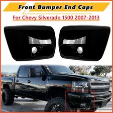 2x Gloss Black Front Bumper End Caps w/ Fog Light Hole For Silverado 1500 07-13 picture