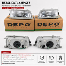 DEPO Headlight Lamp Set Pair For Honda Civic EF EF2 EF3 SH4 Facelift 1990-1991 picture