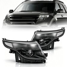 For 2011-2015 Ford Explorer Halogen Black Housing Projector Headlights Pair Set picture