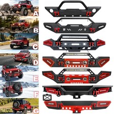 Fits 2007-2018 Jeep Wrangler JK Front / Rear Bumper w/Winch Plate Lights D-Rings picture