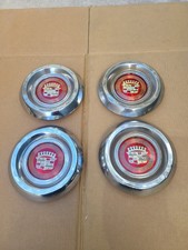 1957 TO 1958 CADILLAC ORIGINAL USED CENTER HUBCAPS & MEDALLIONS FOR SABRE WHEELS picture