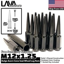 24x Black 12x1.25 Spike Lug Nut Fit Pathfinder Frontier Titan Aftermarket Rim picture