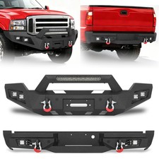 Front/Rear Bumper W/LED Lights Winch Plate For 2005-2007 Ford F-250/F-350/F-450 picture