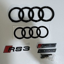 New Audi RS3 Gloss Black Front Rear Truck Mesh Grill Badge Set Express POST OE picture