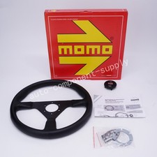 MOMO Veloce 340mm Black Leather Steering Wheel for JDM Drift Racing 6-Bolt sport picture