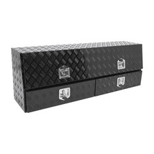 60-Inch Black Aluminum Contractor Truck Top Side Tool Boxes with Locking Drawers picture