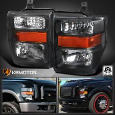 Black Fits 2008-2010 Ford F250 F350 F450 SuperDuty Pickup Headlights Lamps 08-10 picture