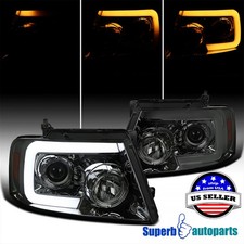 Fits 2004-2008 Ford F150 Switchback LED Sequential Projector Headlights Smoke picture