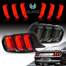VLAND For 2015-2023 Ford Mustang Euro Smoke Pair LED Sequential Tube Tail Lights picture