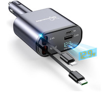 Cargador para coche retráctil 66W 4 en 1, carga súper rápida, accesorio auto. Nu picture