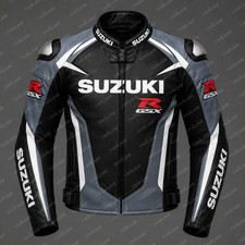 Suzuki GSXR Motorcycle Racing Leather Jacket Genuine Cowhide CE Armoured picture