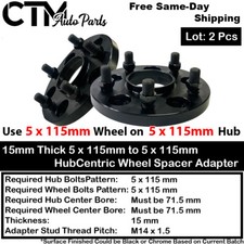 2x 15mm Thick 5x115mm 71.5mm Bore HubCentric Wheel Spacer Charger Challenger 300 picture