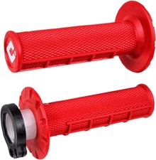 ODI V2 Lock-On 1/2 Waffle Grips Red Pair w/ Throttle Tube 7/8 in picture