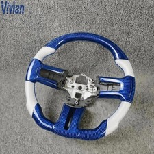 Custom Blue Carbon Fiber Leather Steering Wheel for 2011–2014 Ford Mustang picture
