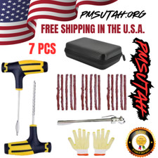 7 Pc ATV UTV SXS Trail Tire Repair Plug Kit Portable Waterproof Case Kit Set Box picture
