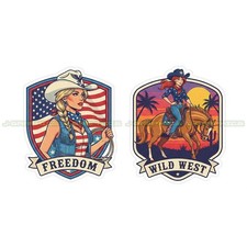 Cowgirl Vinyl Decal Sticker Country Western Southern boots 2 pack J picture