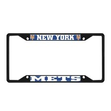 Fan Mats 31313: New York Mets Metal License Plate Frame Black Finish picture