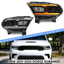 2Pcs For 2021-2024 Dodge Durango Black Full LED Projector Headlights non-AFS picture