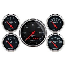 Autometer 1450 Designer Black Gauge Kit 5 Pc. 3-3/8