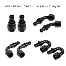 2PCS 4AN 6AN 8AN 10AN 12AN Push Lock Hose Fitting End 0 45 90 180 Degree Black picture