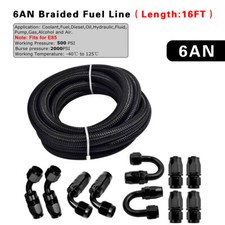 New AN6 -6AN Fitting Stainless Steel Nylon Braided Oil Fuel Hose Line 16.4FT Kit picture