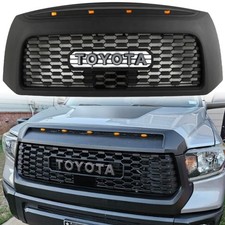 Front Grille For 2007-2009 Toyota Tundra Honeycomb Grill W/Letters Matte Black picture