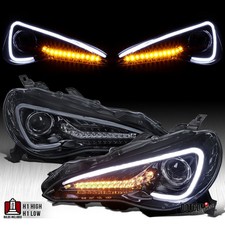 Fit 2012-2016 Scion FRS LED Bar Projector Headlights Headlamps Black Smoke 12-16 picture