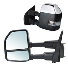 Pair Towing Mirrors For 17-20 Ford F-250 F350 Power Heated Chrome Cap LH RH Side picture