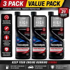 3 Pack Chevron Techron High Mileage Fuel System Cleaner 12 oz Gas Treatment picture