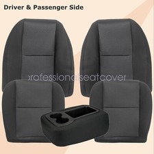 Fits 2007-2014 Chevy Silverado 1500HD Front Bottom-Top Cloth Seat Cover Black picture