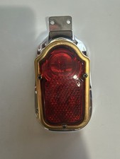 Custom One Of A Kind tombstone Chrome / Gold Trim Tail Light Harley Davidson picture