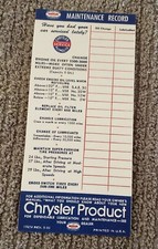 Vintage 1950's CHRYSLER Door Jamb Maintenance Record Sticker, Vinyl REPRODUCTION picture