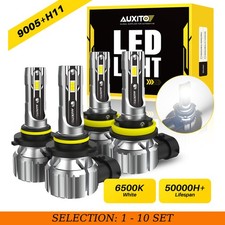 4-40 AUXITO 9005+H11 LED Headlight Bulbs Combo 6500K White Headlamps Plug-n-Play picture