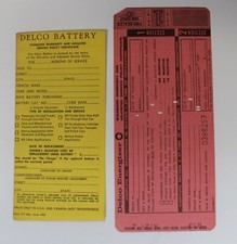 2 Vtg 1960s GM Delco Energizer Battery R59 Warranty Cards Glove Box Mancave (741 picture
