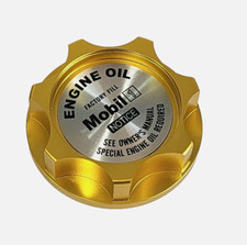 NEW BILLET GOLD ENGINE FILLER OIL CAP MOBIL 1 FOR LOTUS ELISE SPORT 2ZZGE 2ZZ-GE picture