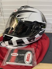 Bell SRT Modular Motorcycle Helmet Dual Lens Size Large Black White Gray picture