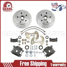 New For 1955-57/59-64 Chevy Full-size Car Front Brake Kit Deluxe Drilled/Slotted picture